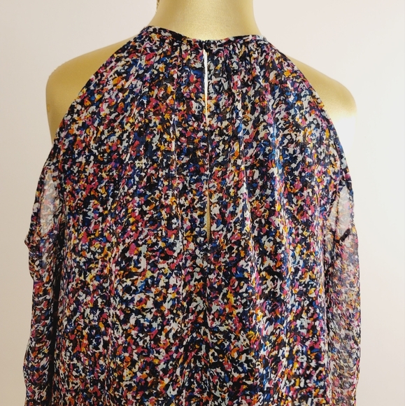 1. STATE Multicolored Print Chiffon Cold Shoulder Dress - Picture 8 of 13